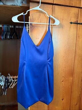 Satin Mini Dress in Royal Blue